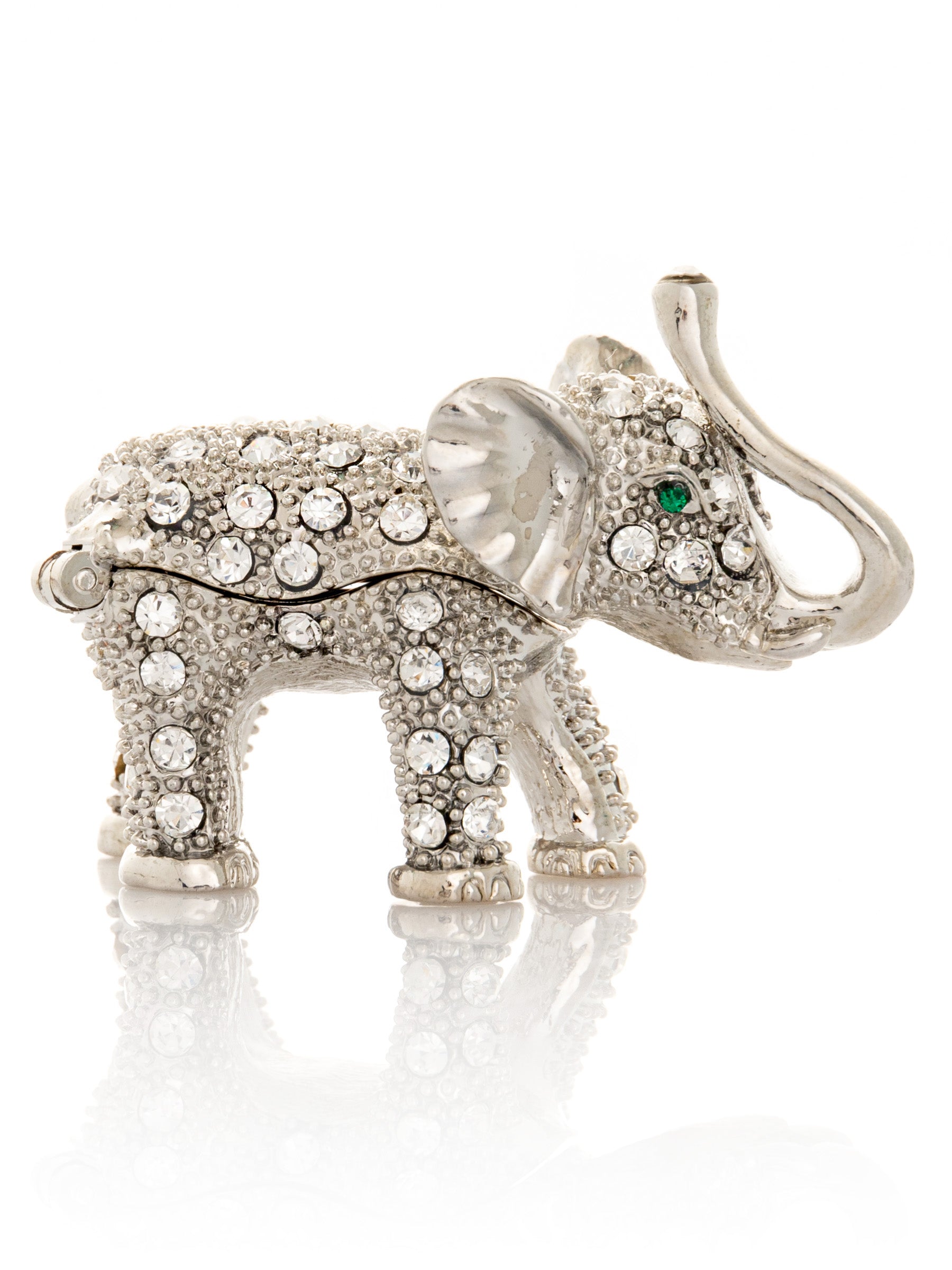 Keren Kopal Silver Elephant with Green Eyes