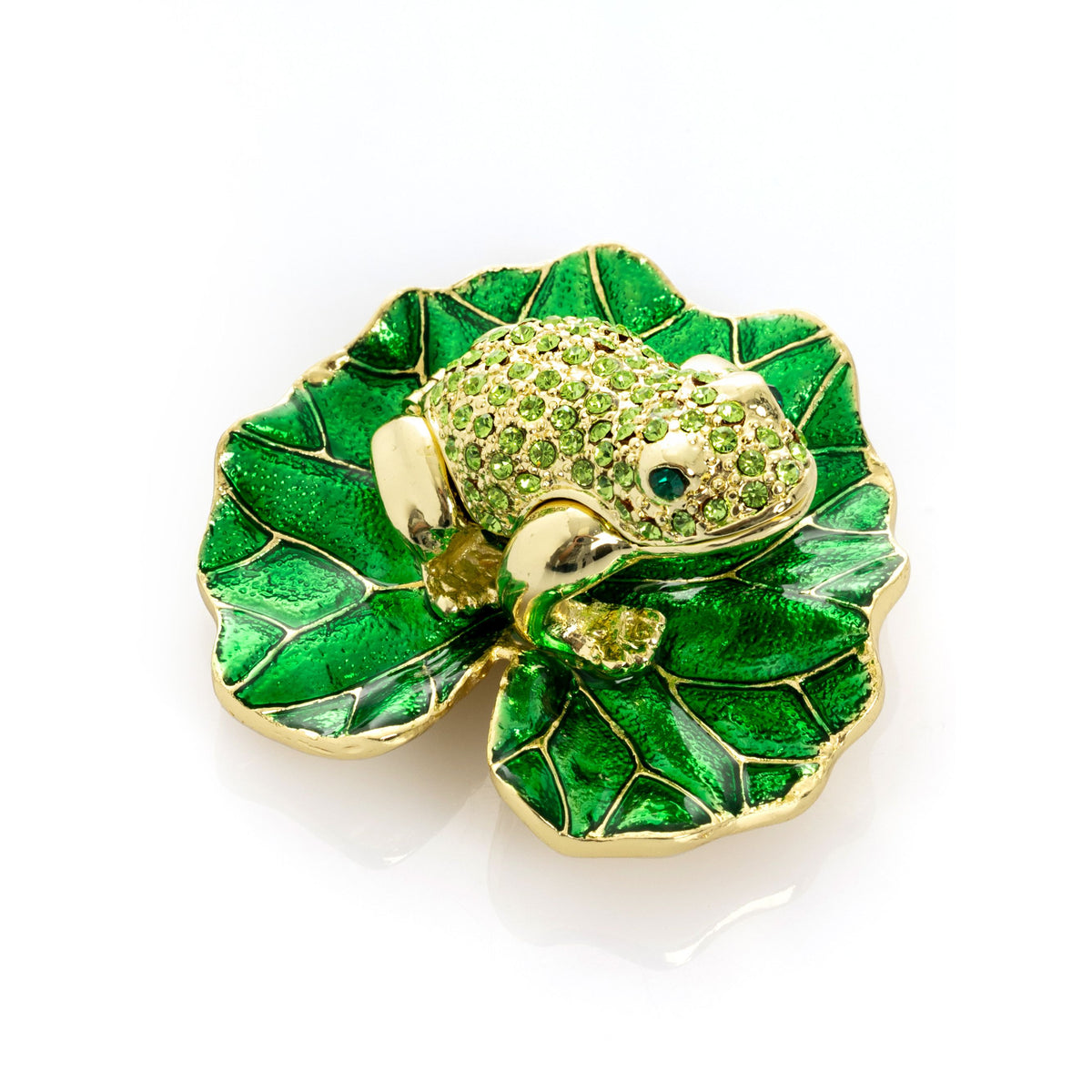 Keren Kopal Golden Frog on Green Leaf