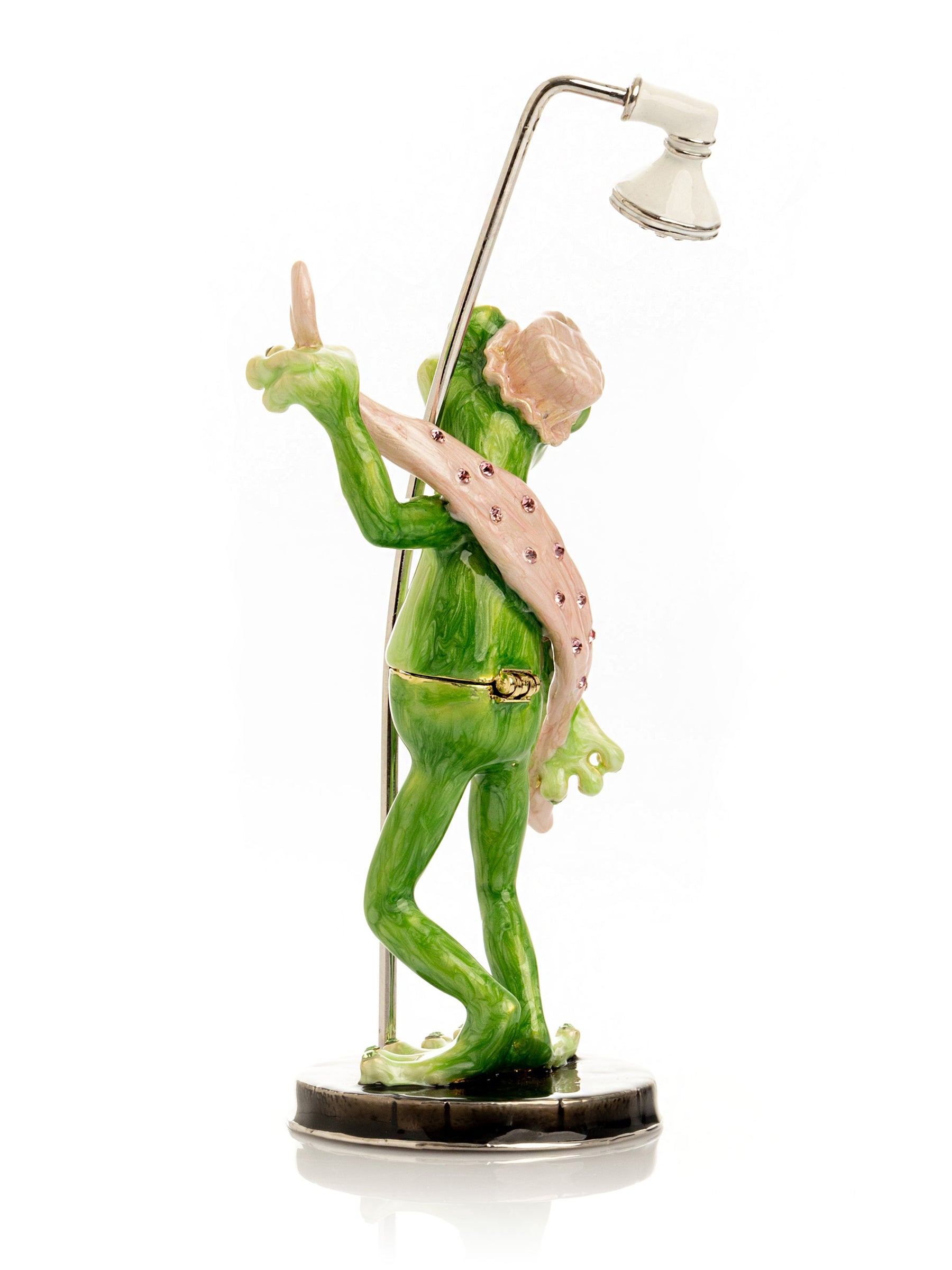 Keren Kopal Frog Taking a Shower Trinket Box with Pink Towel