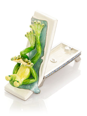 Relaxing Frog Reading a book on Sun Lounger Trinket Box