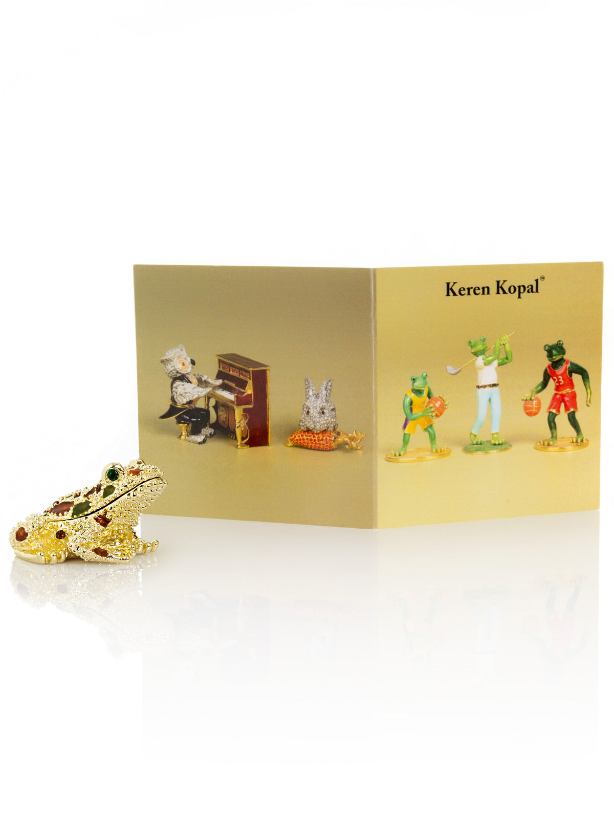 Golden Frog with Colorful Stones