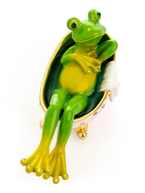 Frog In Bathtub Trinket Box