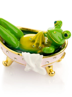 Frog In Bathtub Trinket Box