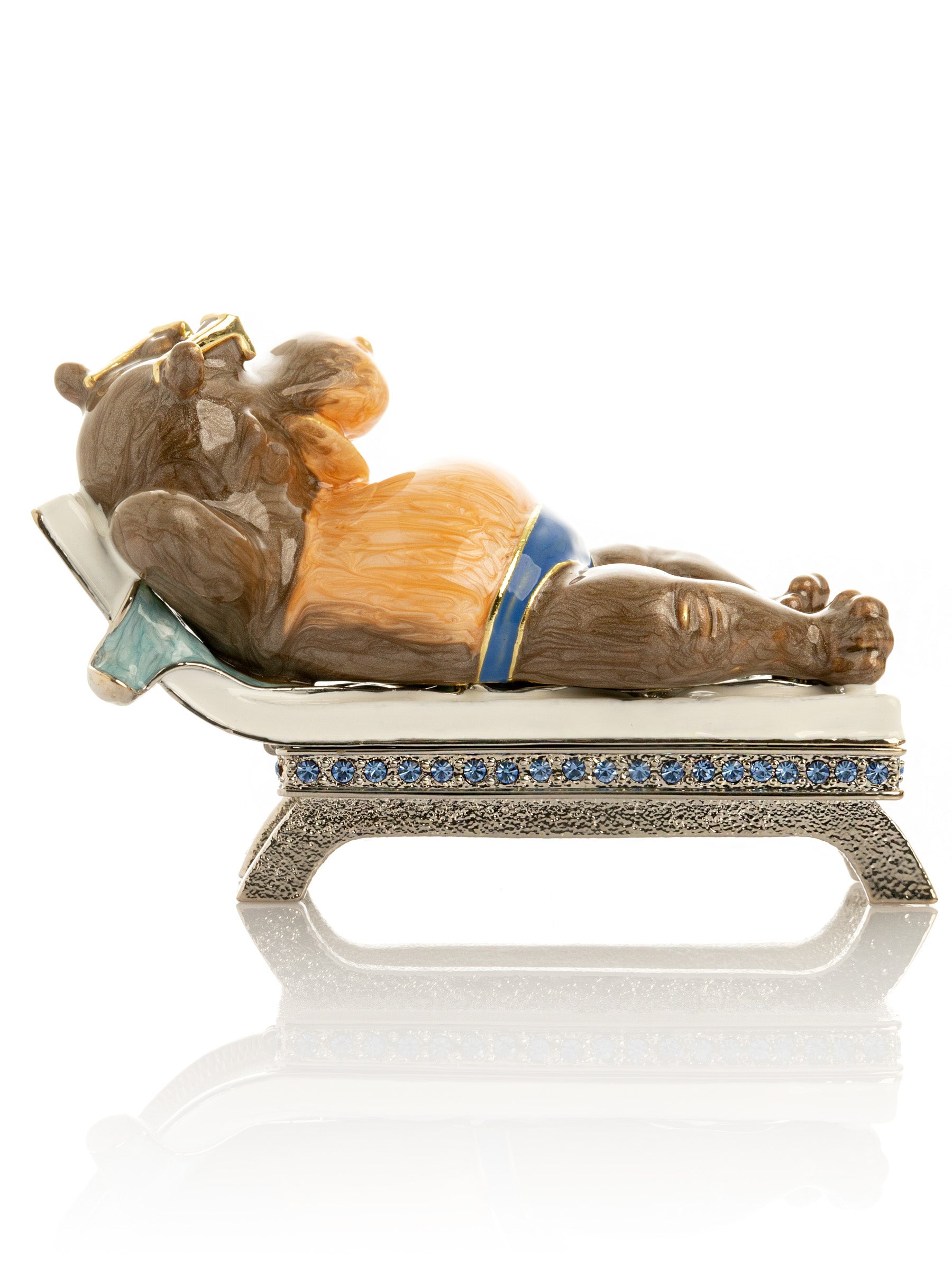 Keren Kopal Relaxing Hippo on Sun Lounger Trinket Box