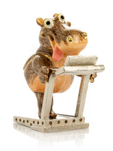 Hippo Running on a Treadmill Trinket Box