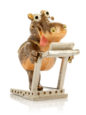 Keren Kopal Hippo Running on a Treadmill Trinket Box