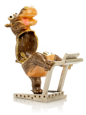 Hippo Running on a Treadmill Trinket Box