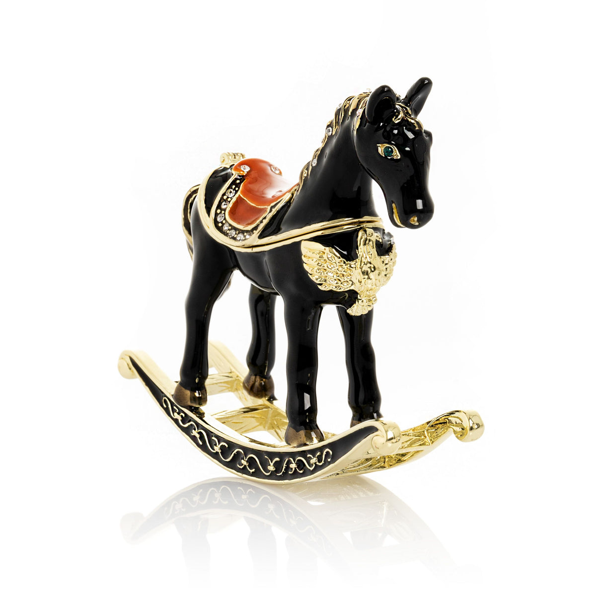 Black & Gold Vintage Rocking Horse Trinket Box