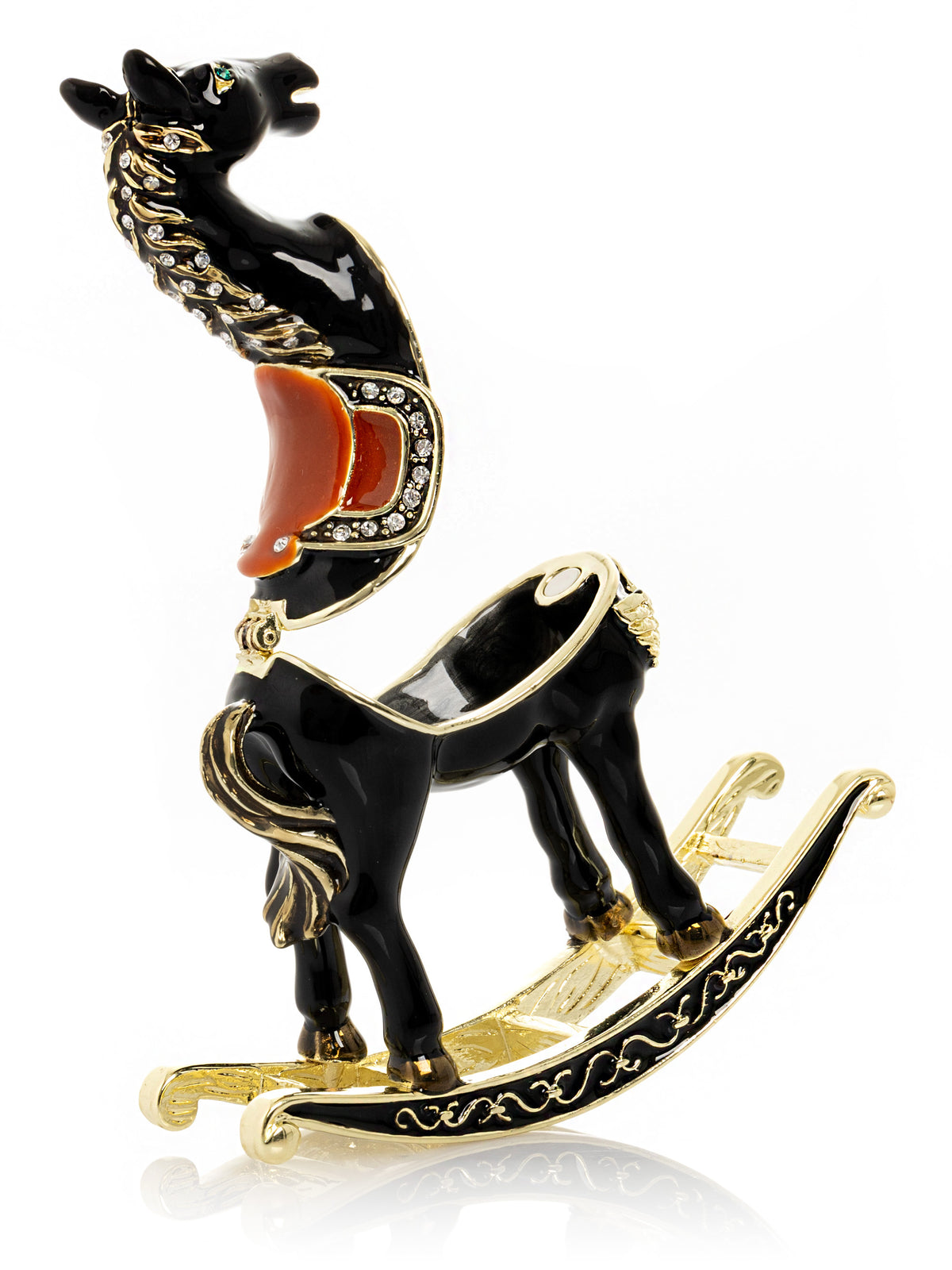 Black & Gold Vintage Rocking Horse Trinket Box