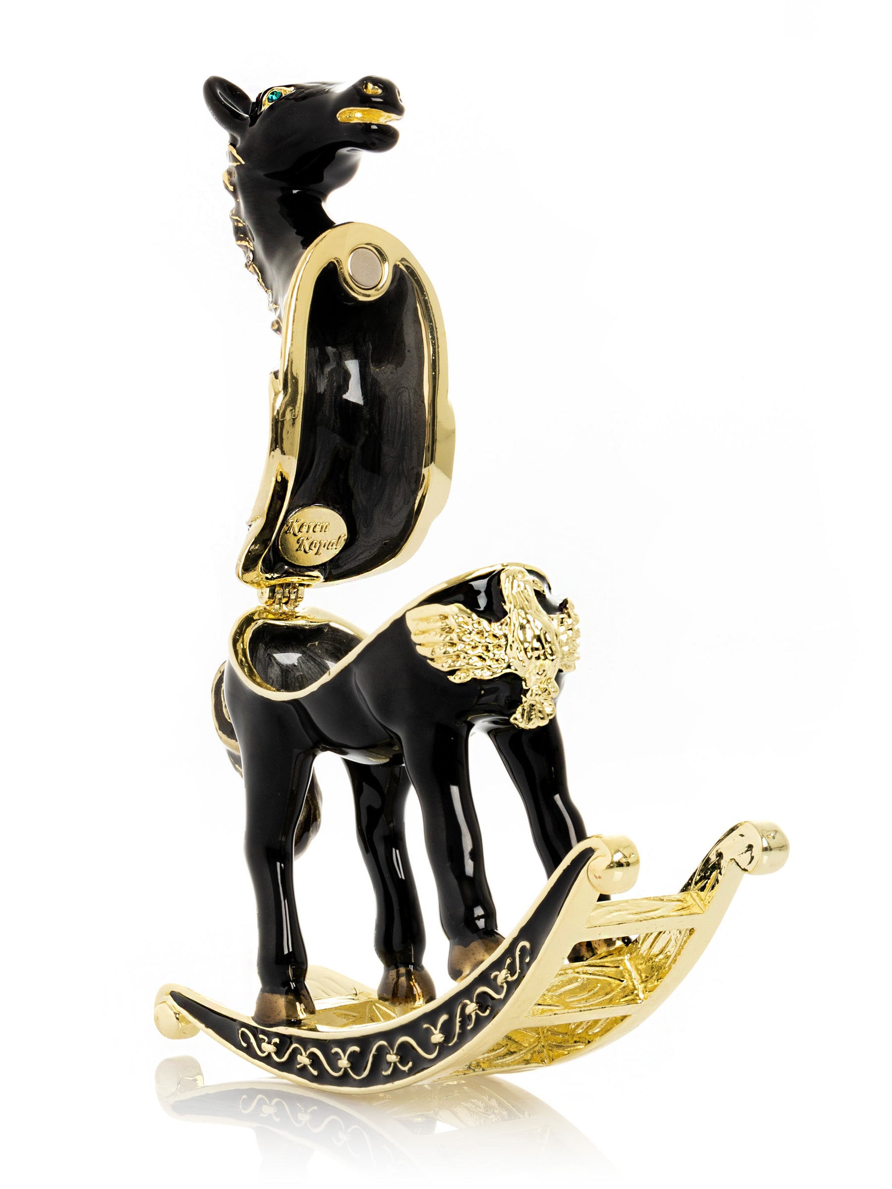Keren Kopal Black & Gold Vintage Rocking Horse Trinket Box
