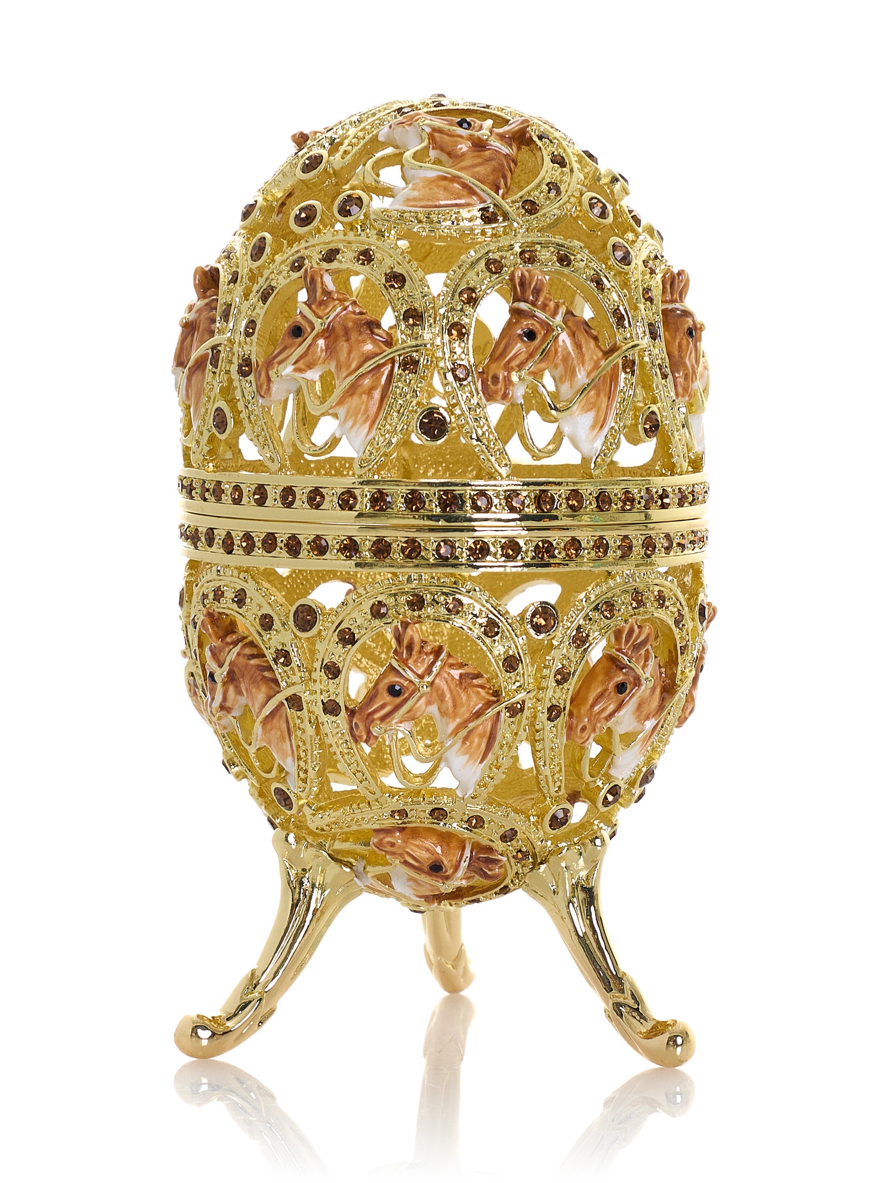 Golden Easter Egg decorated with Horses