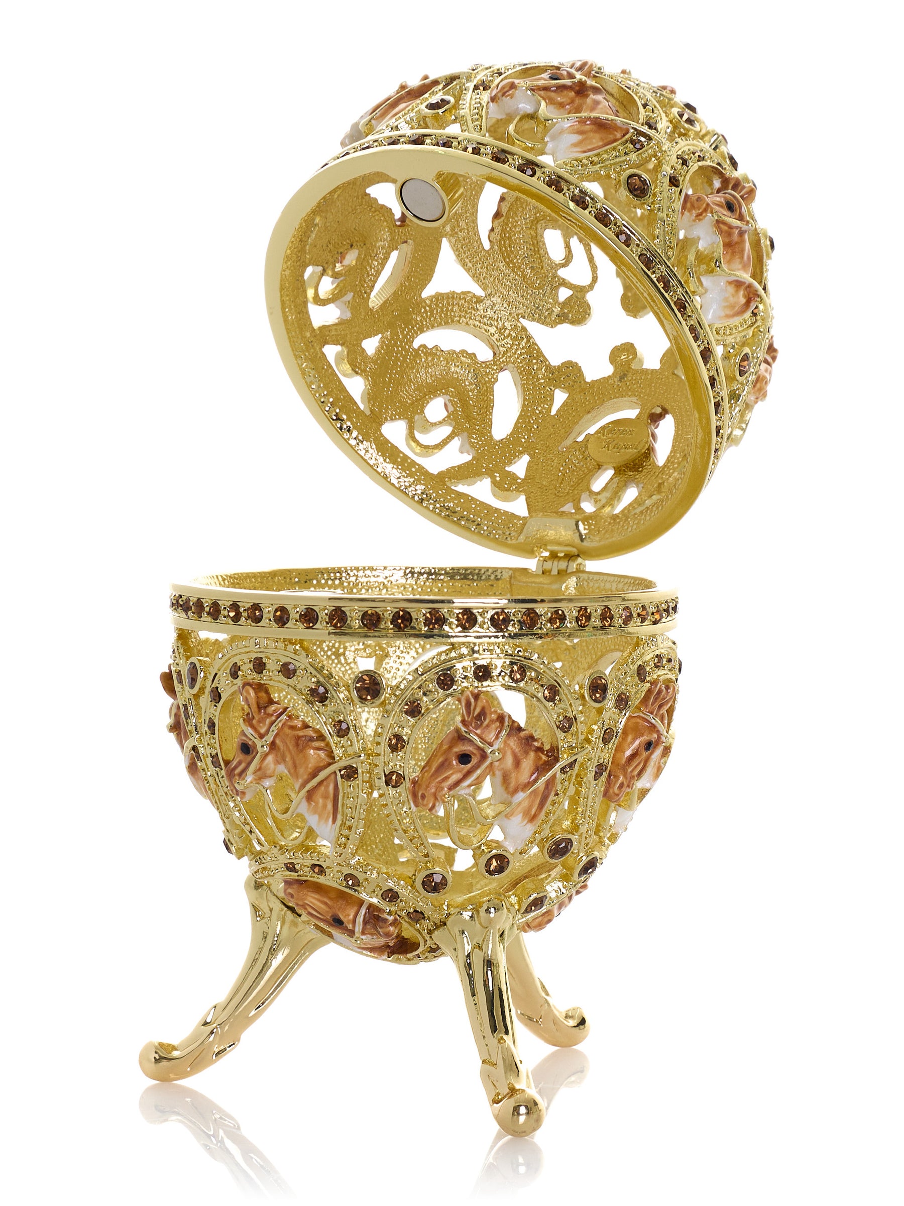 Golden Easter Egg decorated with Horses