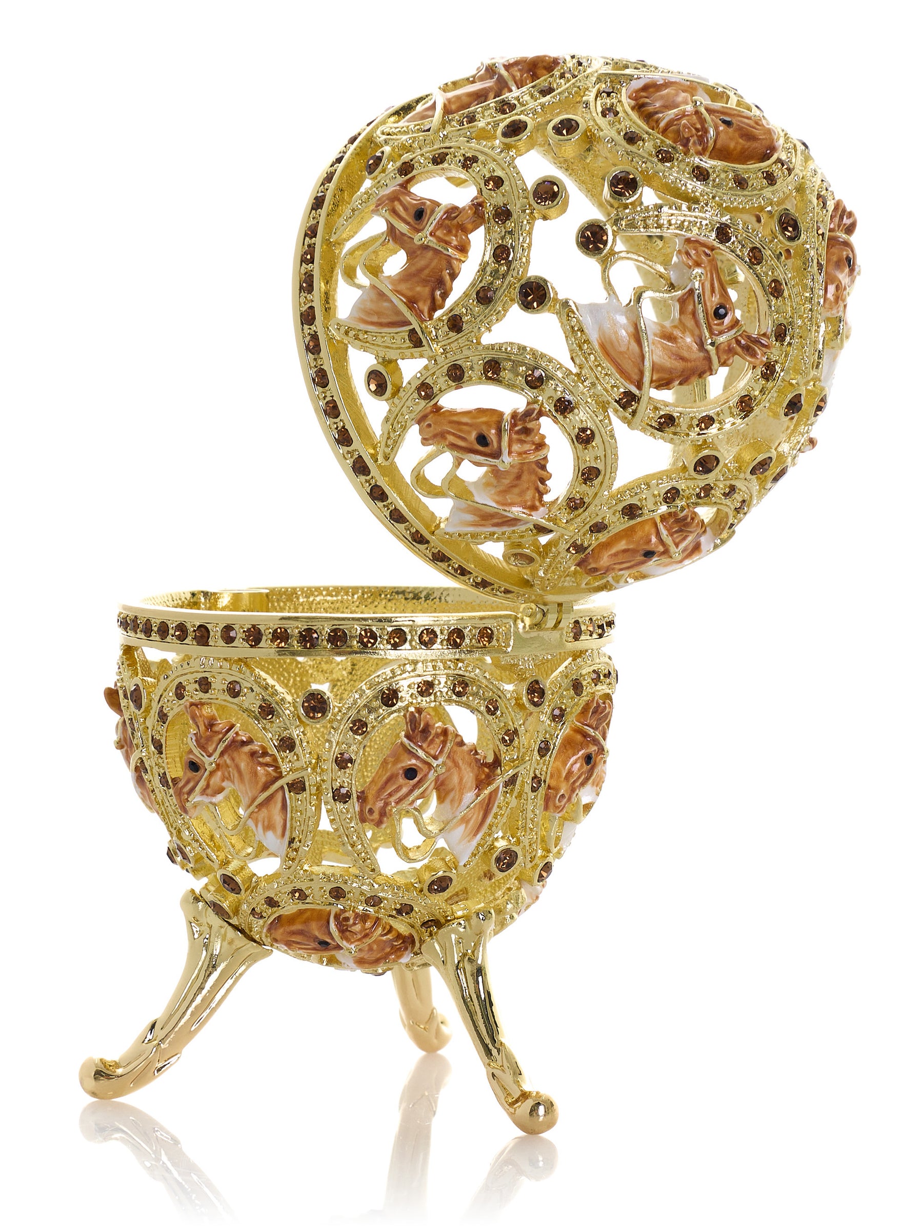 Golden Easter Egg decorated with Horses