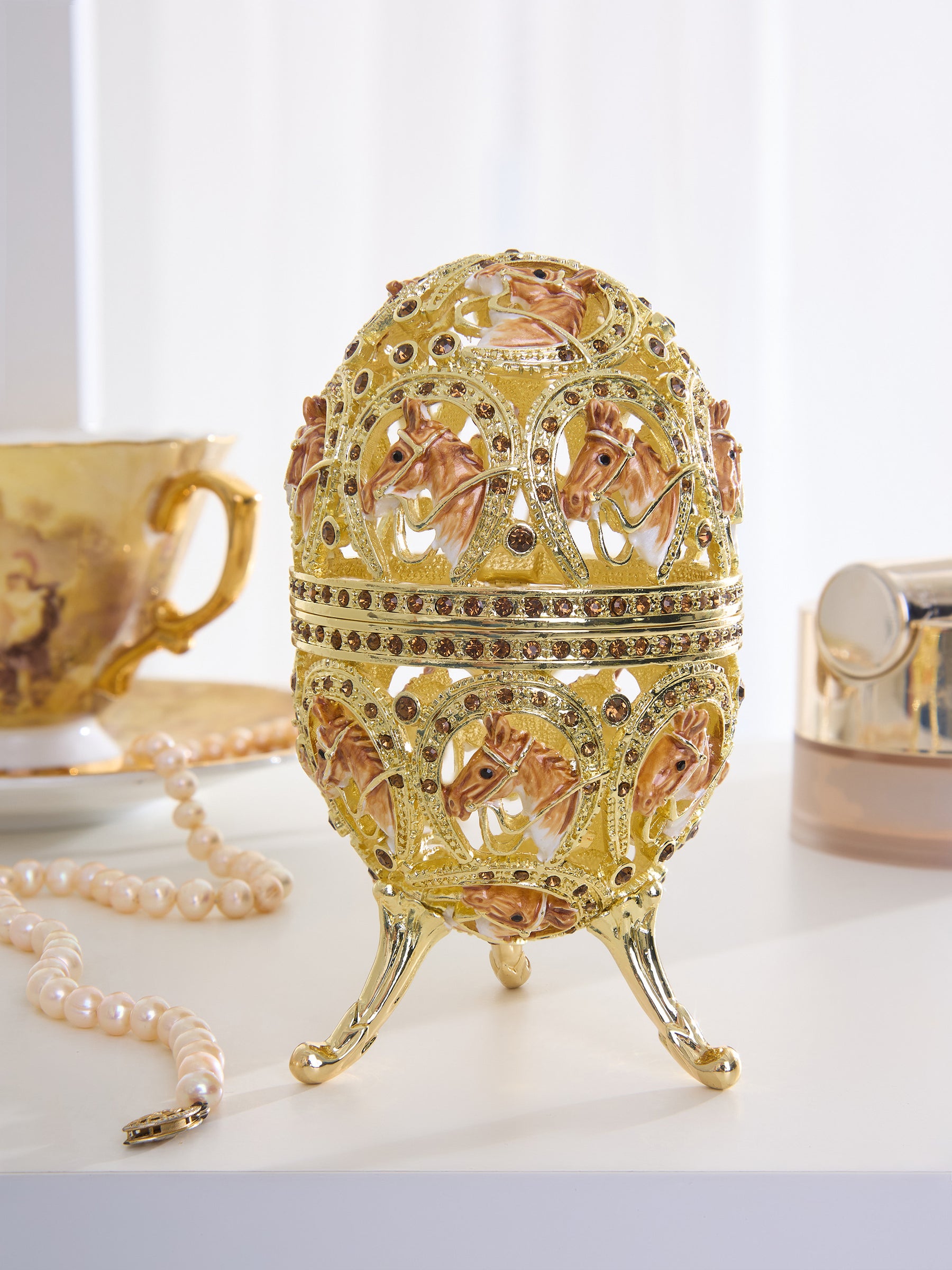 Golden Easter Egg decorated with Horses