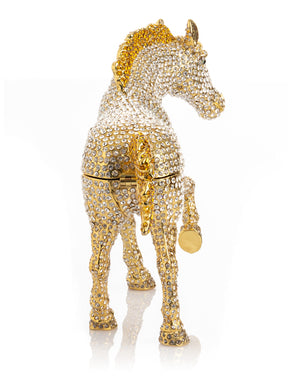 Keren Kopal Large Golden Horse Decorated with White Crystals