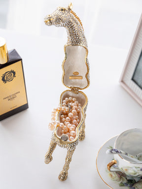 Keren Kopal Large Golden Horse Decorated with White Crystals