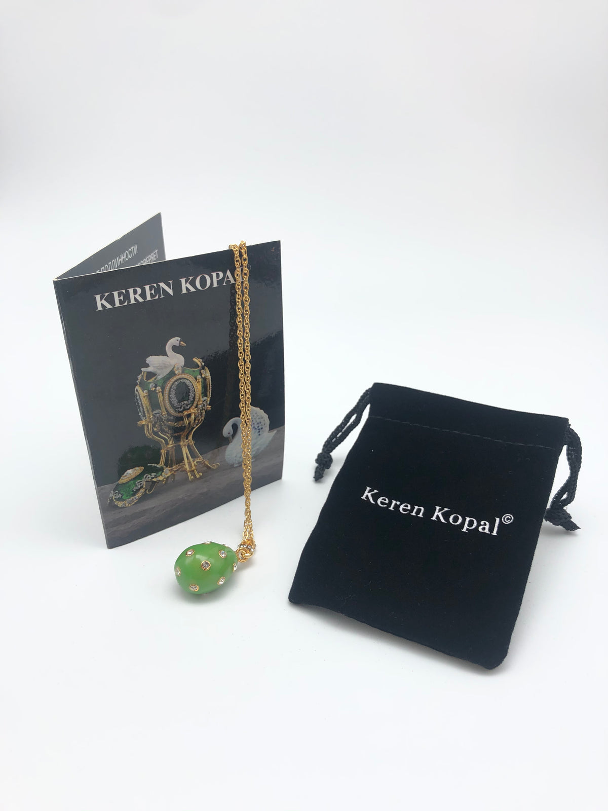 Keren Kopal Green Egg Pendant Gold Necklace