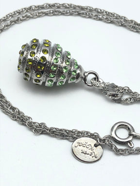 Keren Kopal Silver Egg with Green Crystals Pendant Necklace