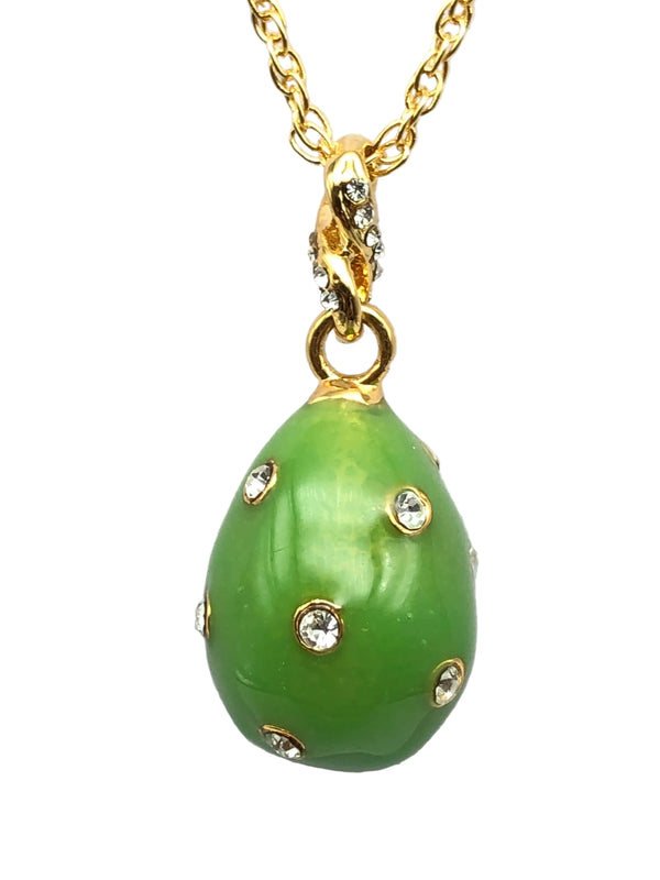 Green Egg Pendant Gold Necklace
