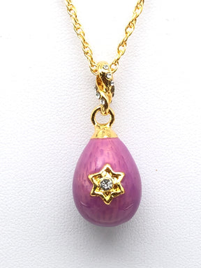 Keren Kopal Purple Egg Star of David Pendant Gold Necklace