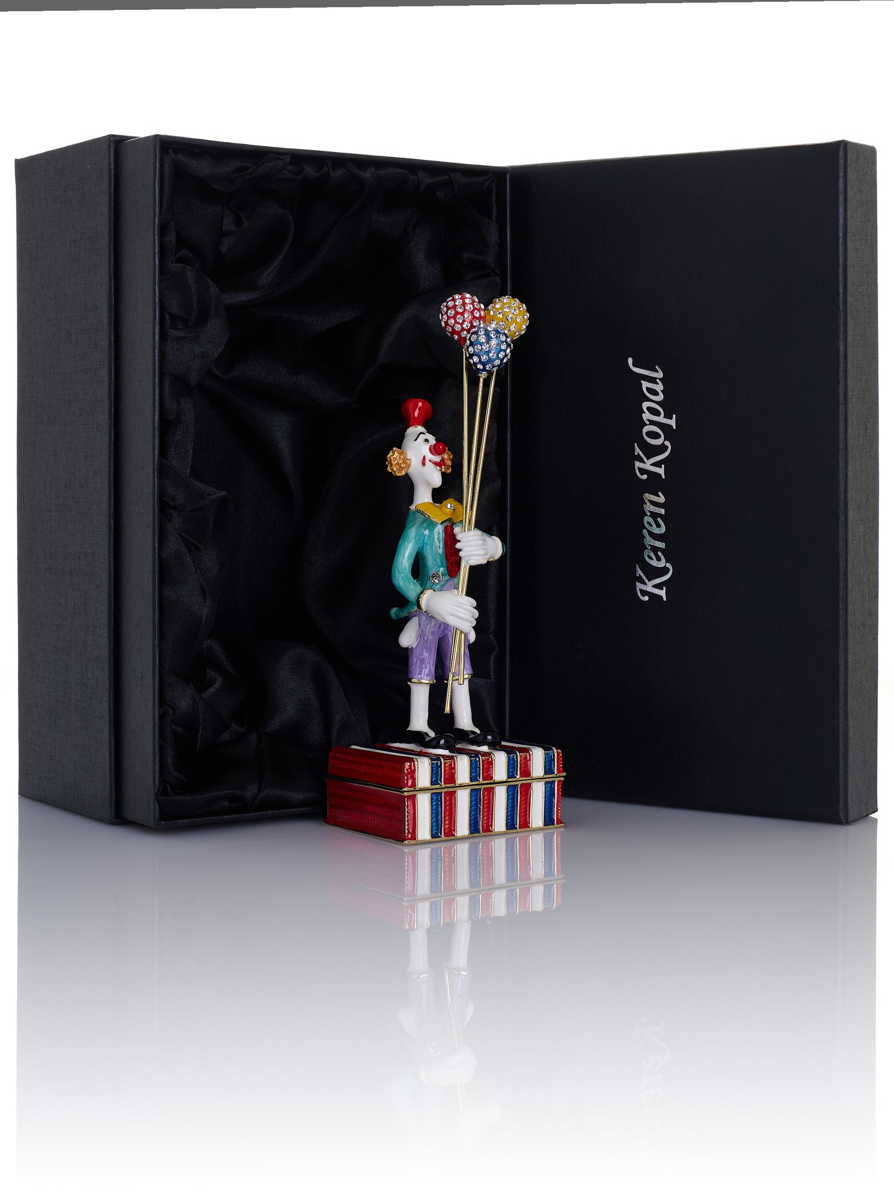 Circus Clown Holding Sparkling Balloons Trinket Box