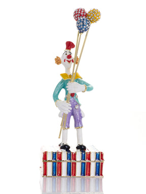 Circus Clown Holding Sparkling Balloons Trinket Box