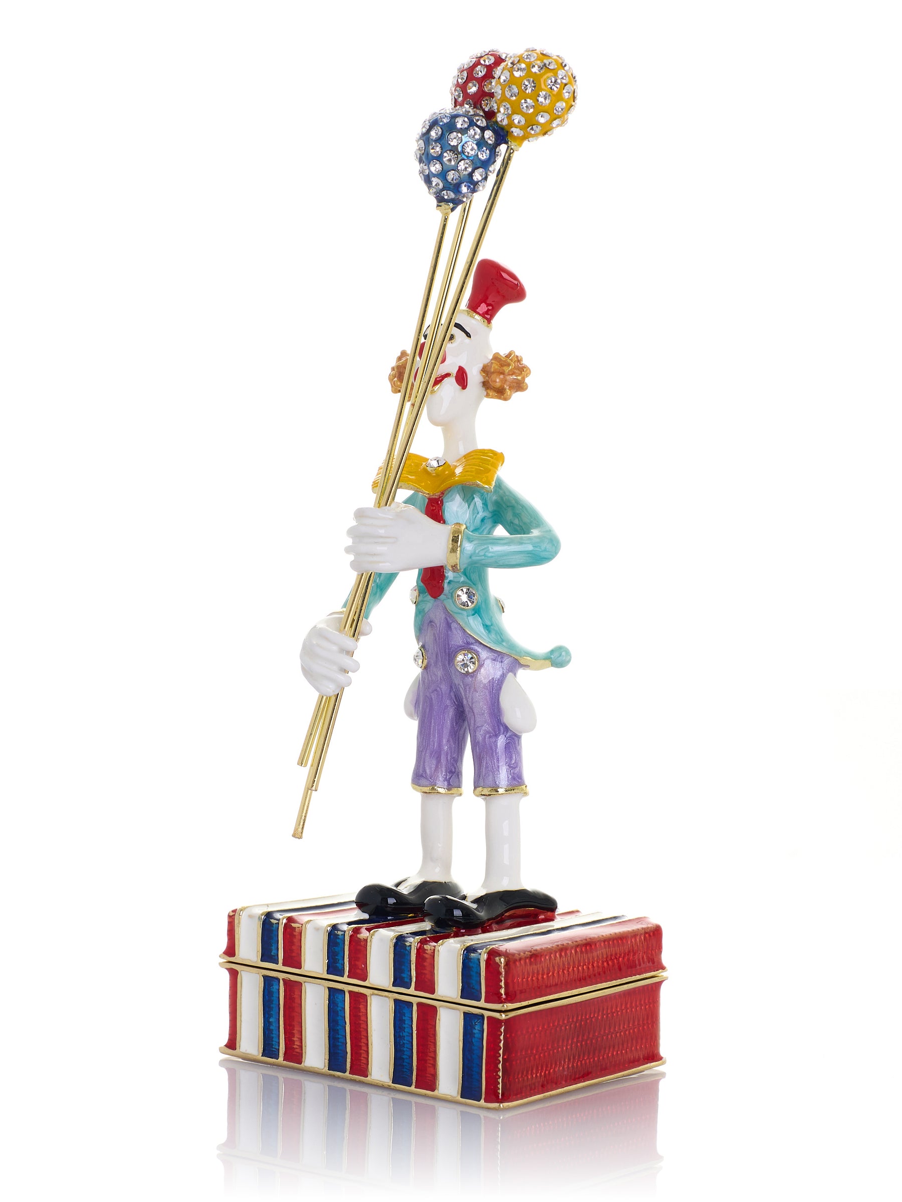 Circus Clown Holding Sparkling Balloons Trinket Box