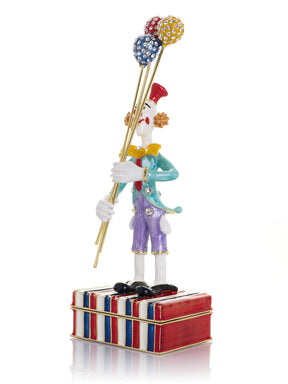 Circus Clown Holding Sparkling Balloons Trinket Box