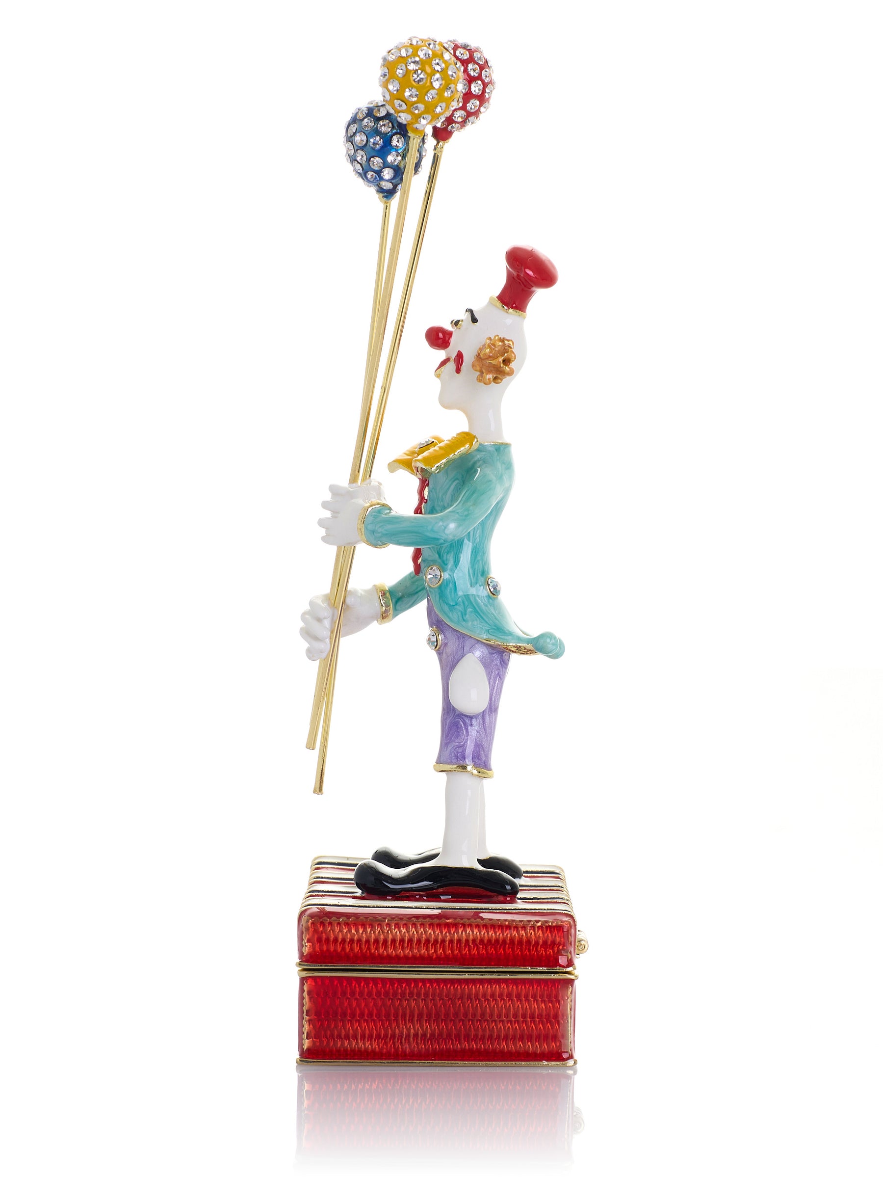 Circus Clown Holding Sparkling Balloons Trinket Box