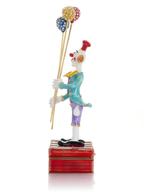 Circus Clown Holding Sparkling Balloons Trinket Box