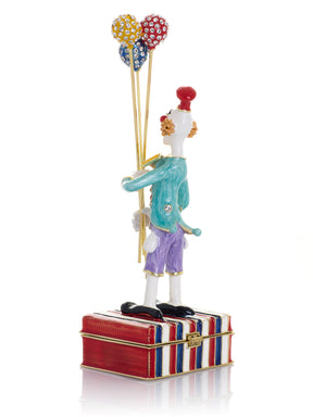 Circus Clown Holding Sparkling Balloons Trinket Box