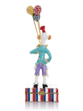 Circus Clown Holding Sparkling Balloons Trinket Box