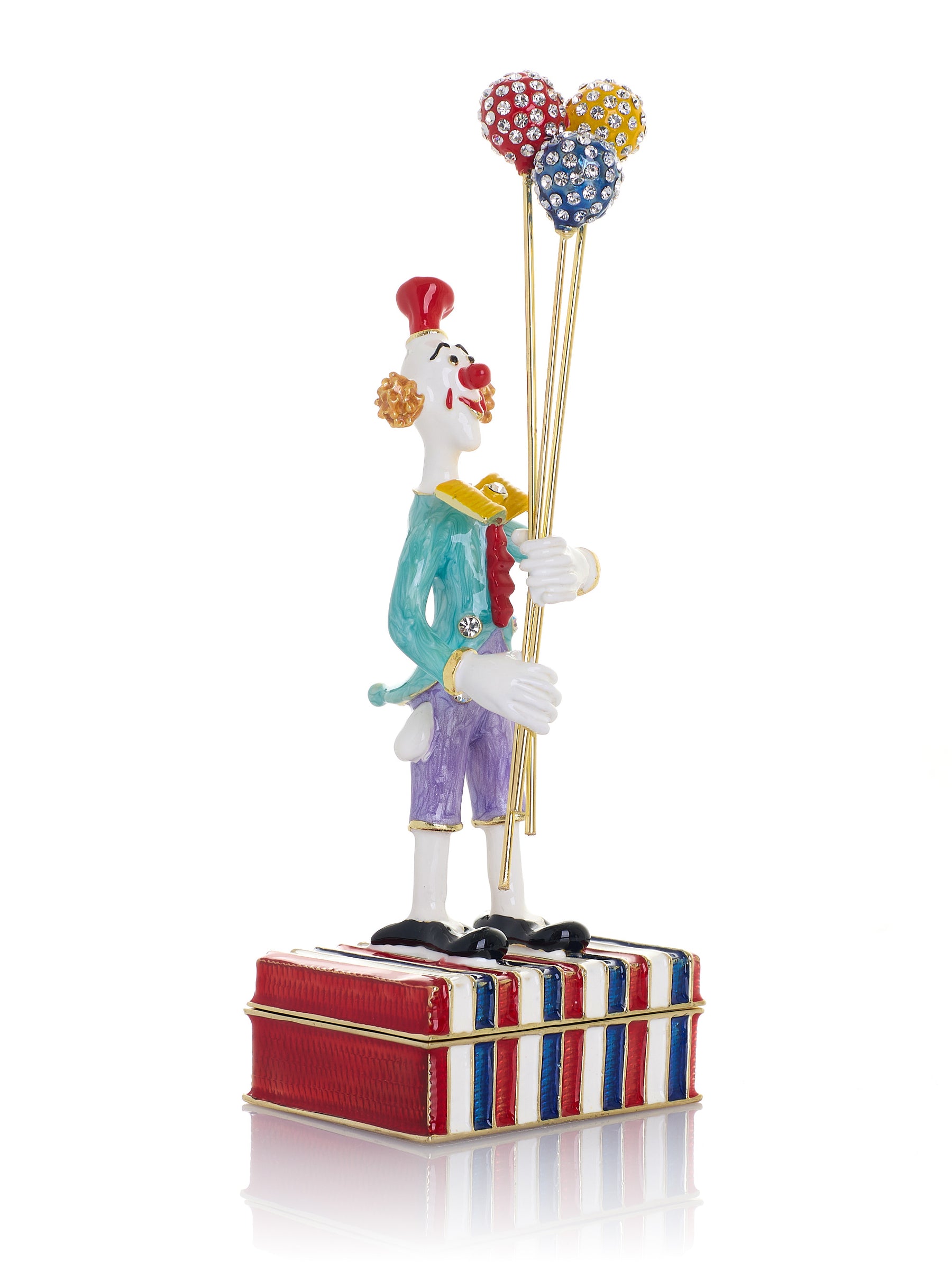 Circus Clown Holding Sparkling Balloons Trinket Box