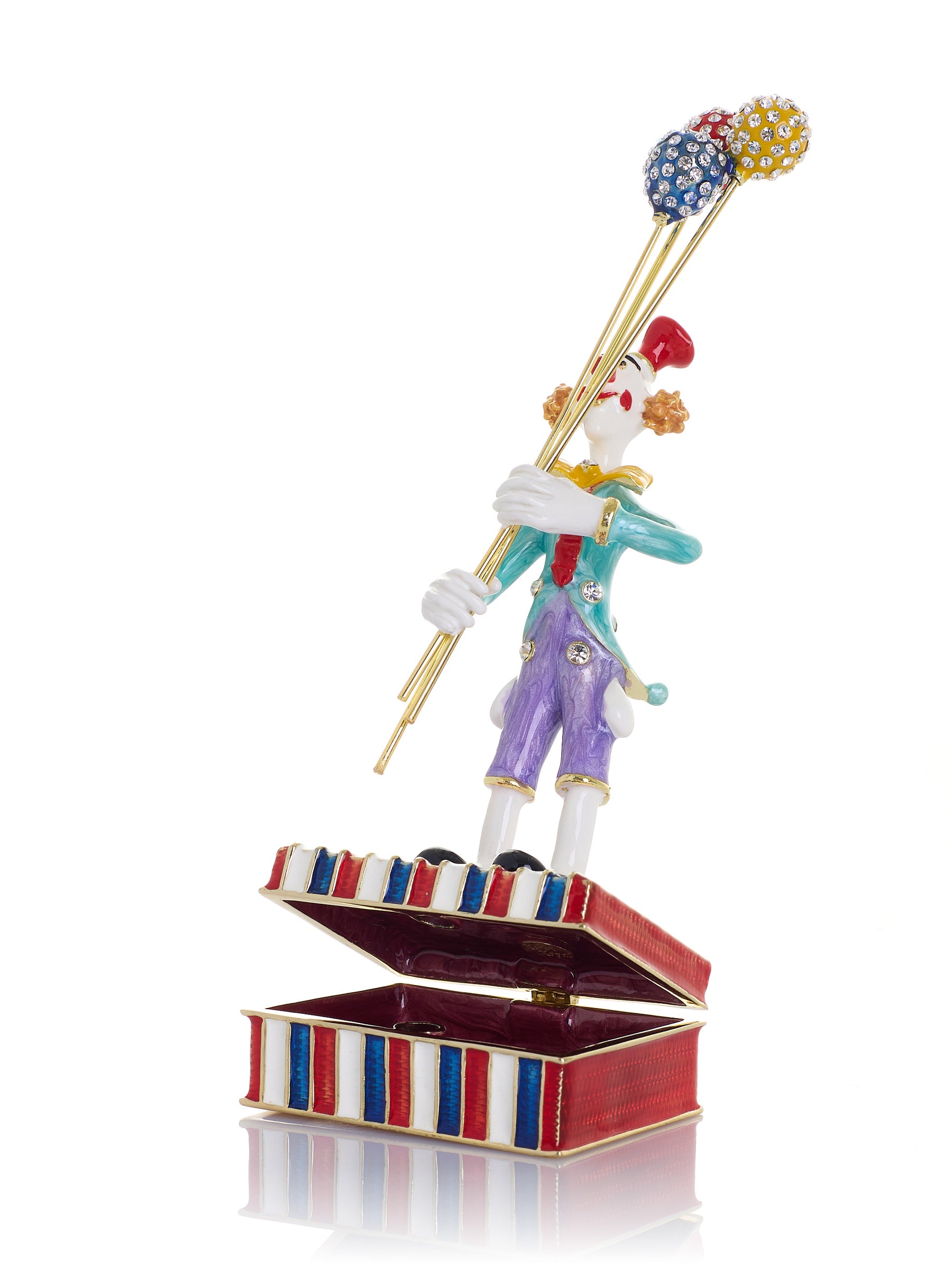 Circus Clown Holding Sparkling Balloons Trinket Box