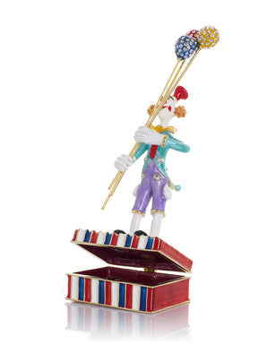 Circus Clown Holding Sparkling Balloons Trinket Box
