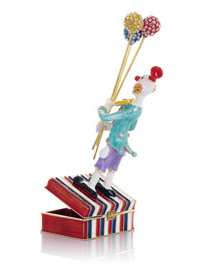 Circus Clown Holding Sparkling Balloons Trinket Box