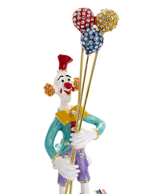 Circus Clown Holding Sparkling Balloons Trinket Box