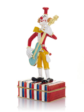 Musical Circus Clown with Turquoise Guitar Trinket Box