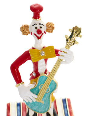 Musical Circus Clown with Turquoise Guitar Trinket Box