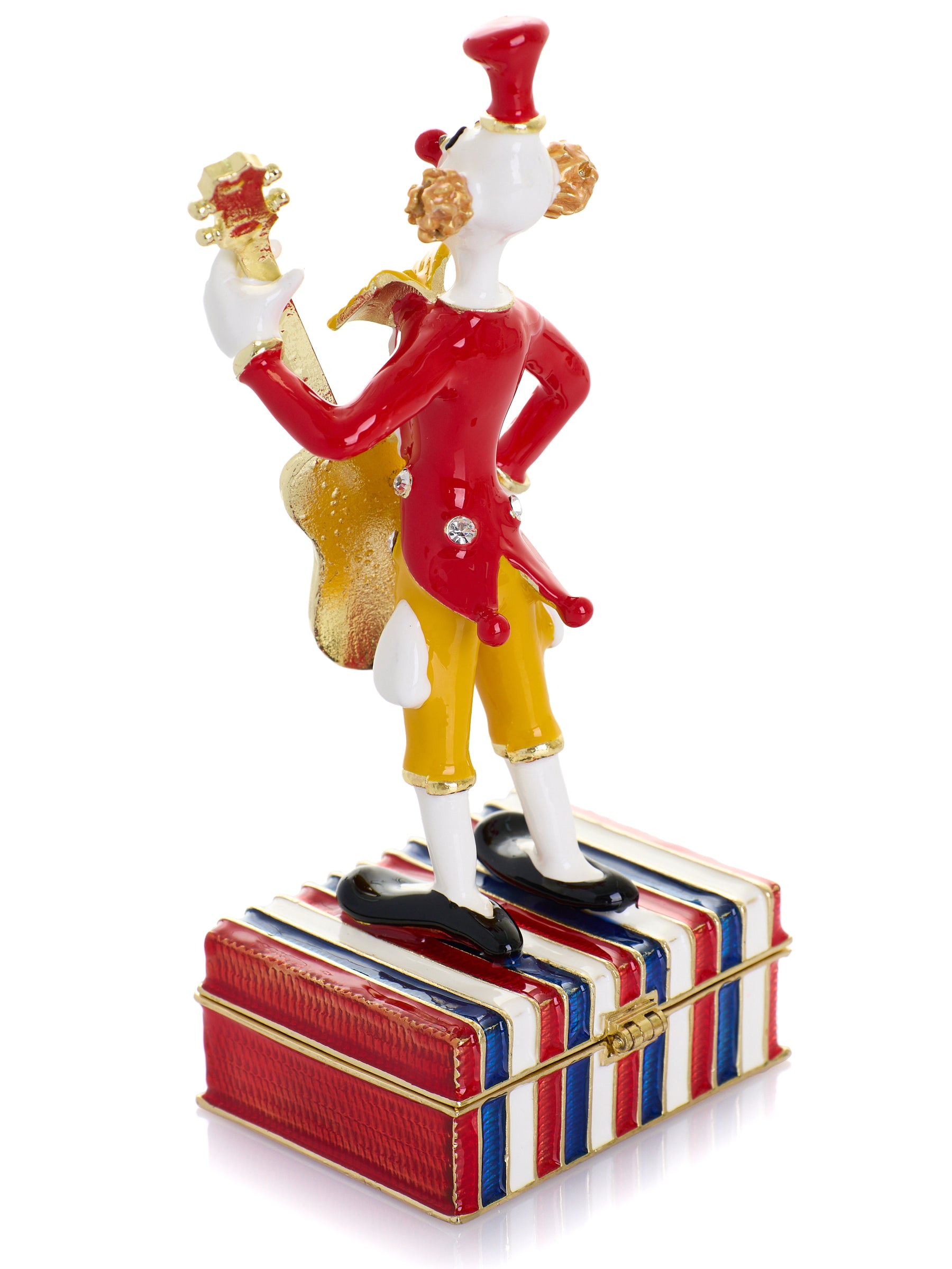 Musical Circus Clown with Turquoise Guitar Trinket Box