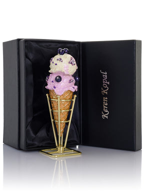 Summer Special Wild Blueberry Cream Ice Cream Cone Trinket Box