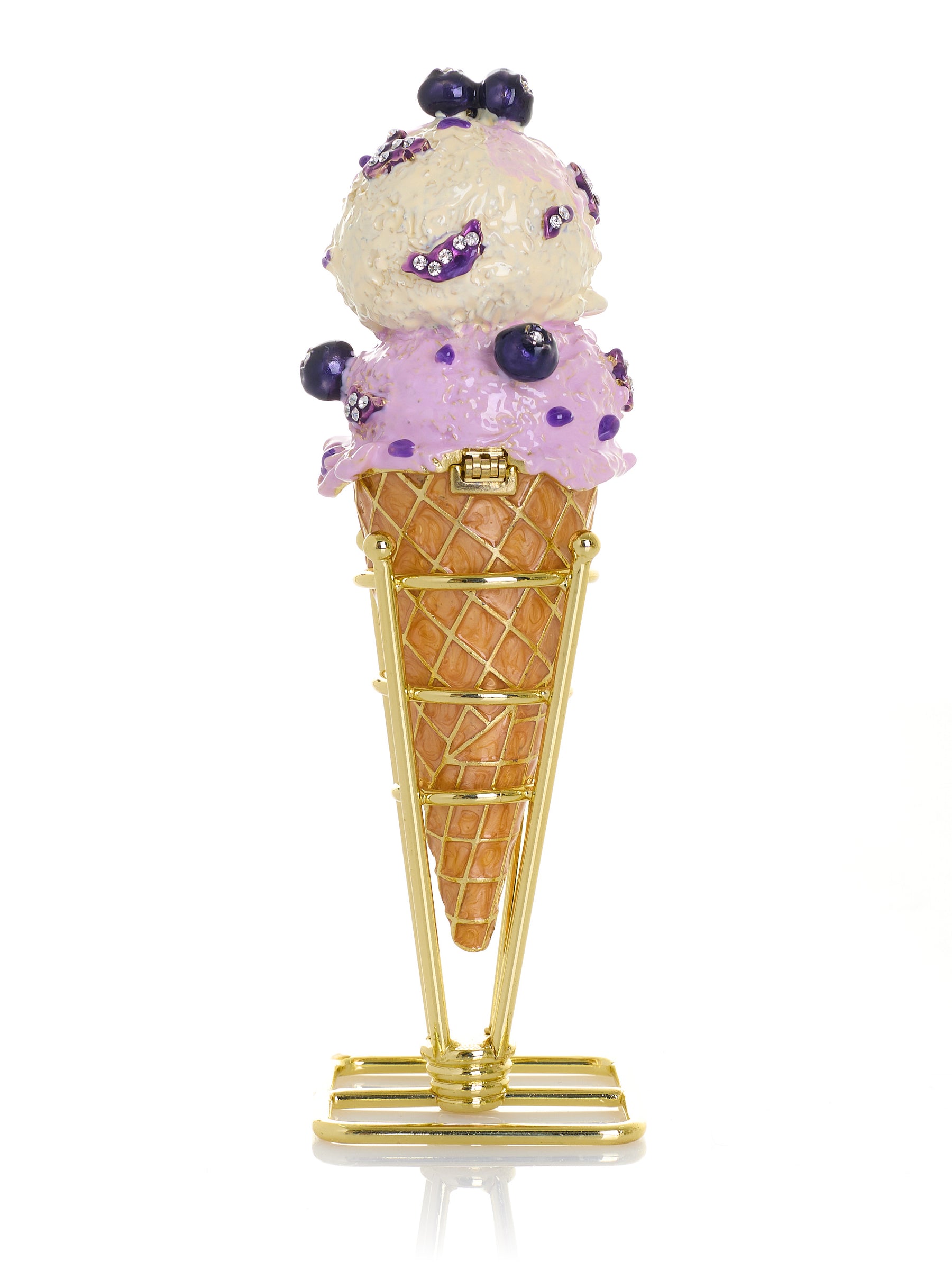Summer Special Wild Blueberry Cream Ice Cream Cone Trinket Box