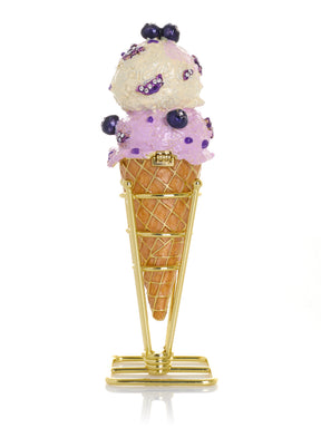 Summer Special Wild Blueberry Cream Ice Cream Cone Trinket Box