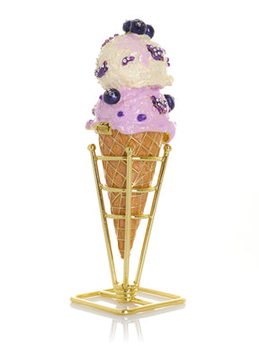 Summer Special Wild Blueberry Cream Ice Cream Cone Trinket Box