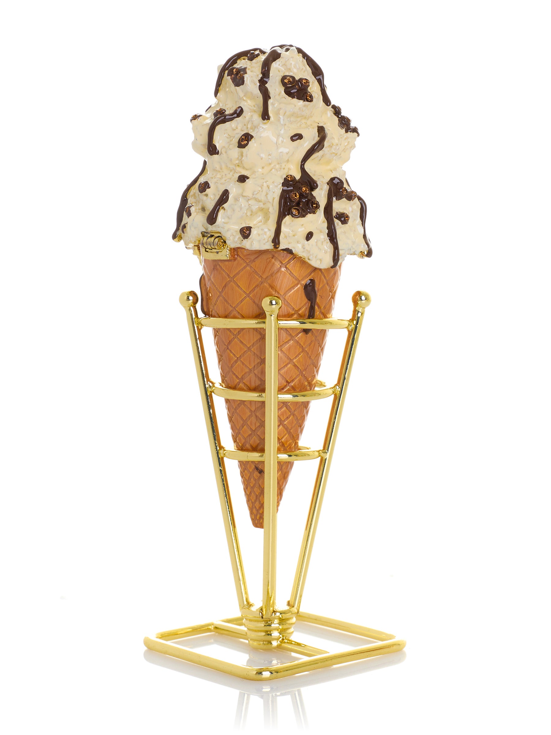 Cookies & Cream Eistüte mit geschmolzenem dunklem Schokoladenfudge-Drizzle Schmuckkästchen