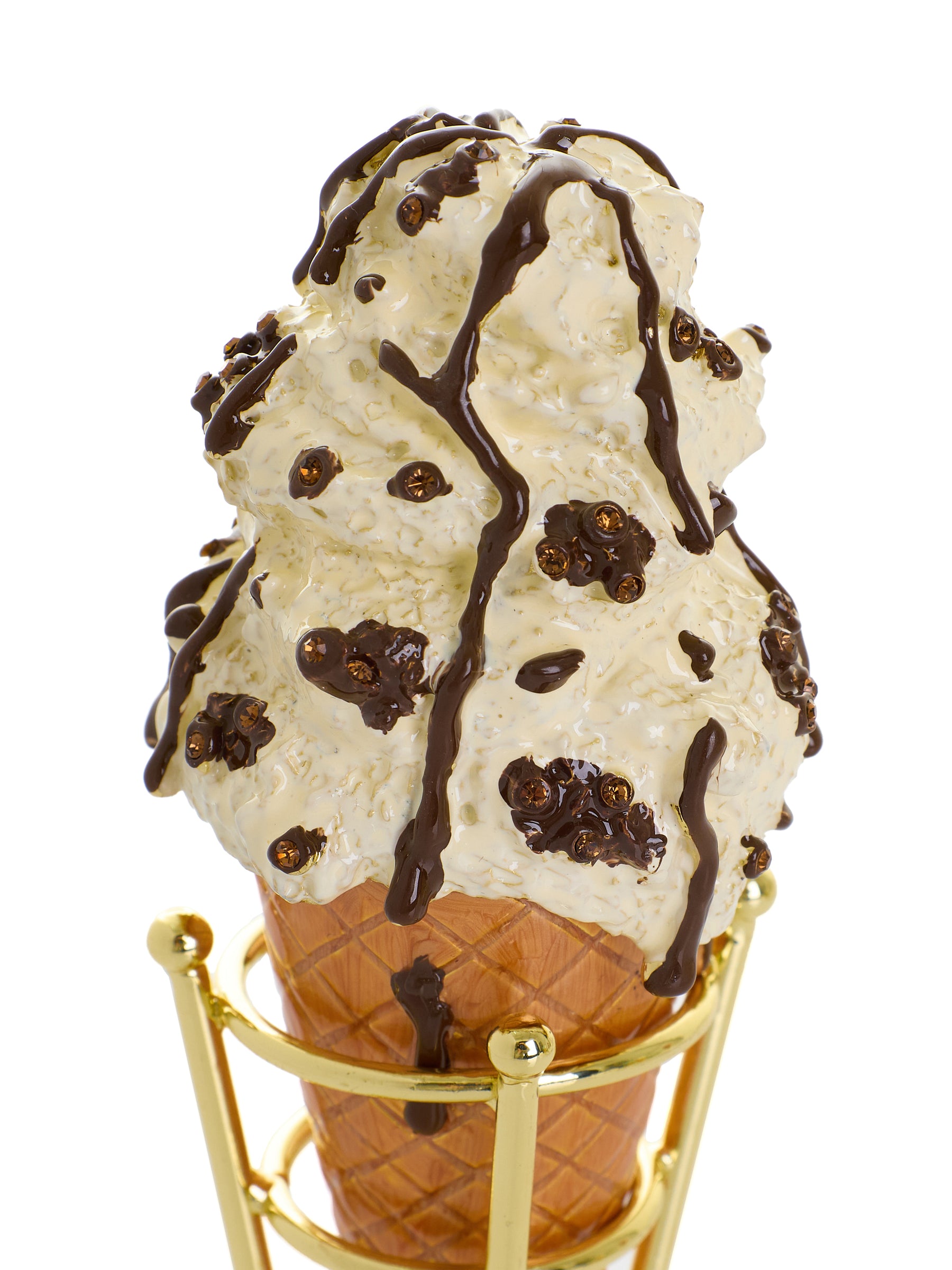 Cookies & Cream Eistüte mit geschmolzenem dunklem Schokoladenfudge-Drizzle Schmuckkästchen