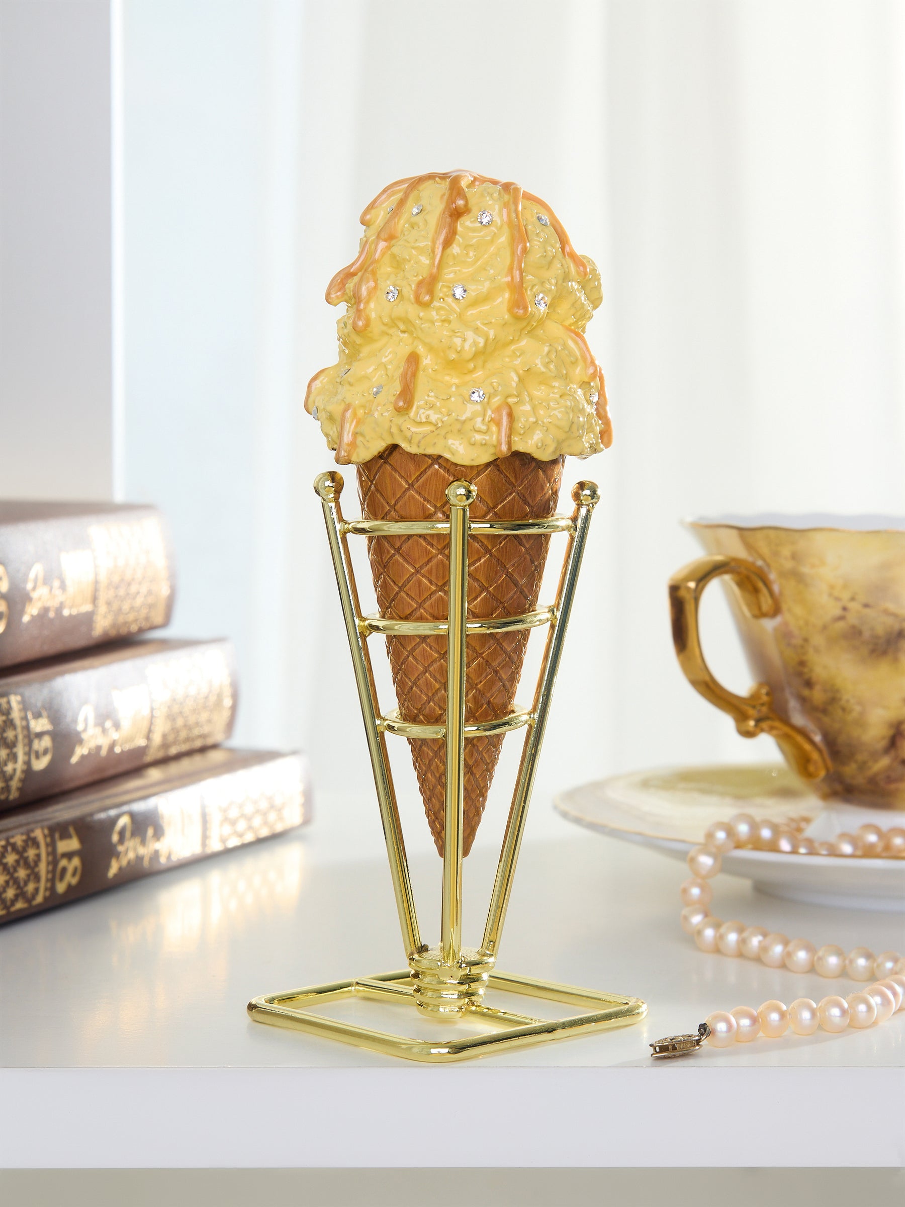 Summer Special Salted Caramel Vanilla Ice Cream Cone Trinket Box