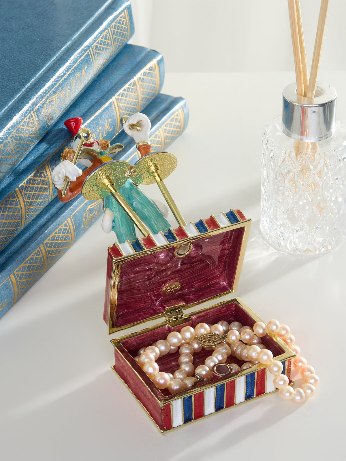 Musical Circus Clown with Timpani Drums Trinket Box