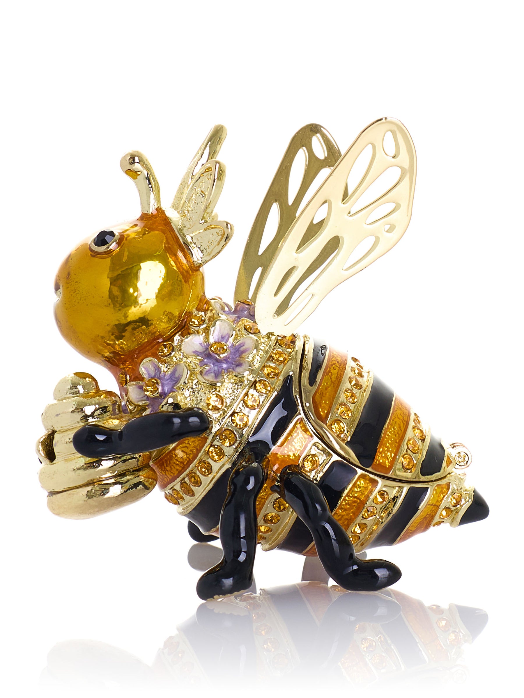 Queen Bee Holding a Beehive Trinket Box
