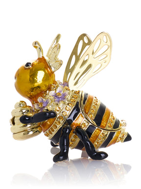 Queen Bee Holding a Beehive Trinket Box